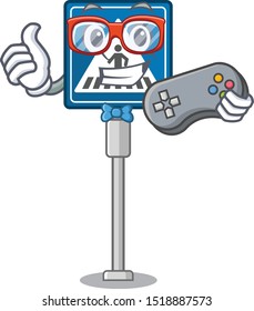 Gamer miniature crosswalk sign in form mascot
