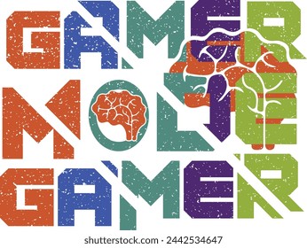 Gamer mode, gaming funny t-shirt design, game move activated, best gaming vector design, game mode on