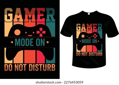 GAMER MODE ON T-SHIRT DESIGN with glitchy gamepad, typography, print, vector illustration.
T shirt Design vector, Trendy, apparel, Gaming, retro, Game, Video.
