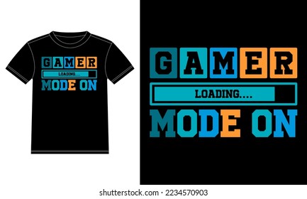 Gamer Mode on Typography T-shirt Design template, Car Window Sticker, POD, cover, Isolated Black Background With Print Ready Gamer Lover Tshirt Design
