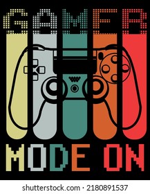 gamer MODE ON vintage t-shirt design