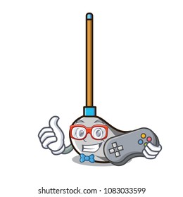 Gamer mop mascot cartoon style