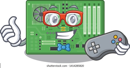 Gamer motherboard in the a computer cartoon