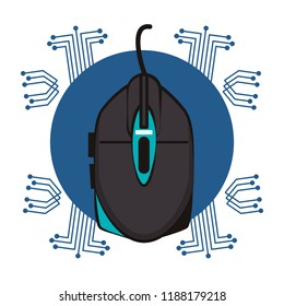 Gamer mouse device techno emblem