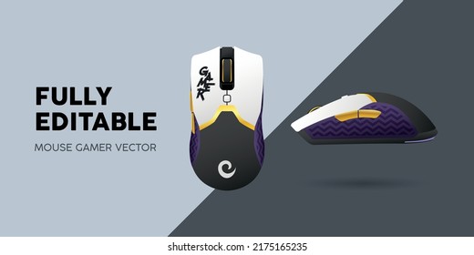 Gamer Mouse Isolated Fully Editable. High Quality Vector Illustration