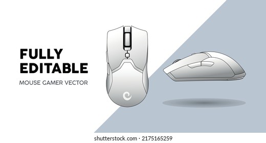Gamer Mouse Isolated Fully Editable. High Quality Vector Illustration