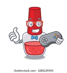 Gamer nail polish mascot cartoon
