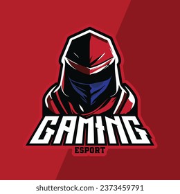 Gamer ninja mascot logo design vector. Gamer illustration for sport team. Men in hood sweater vector illustration. Modern illustration concept style for badge