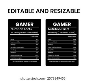 Gamer Nutrition Facts,nutrition facts, tim hortons calories
