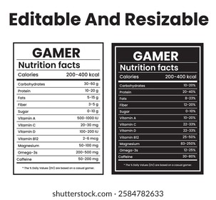 Gamer Nutrition facts,Nutrition facts,Funny Gaming T-shirt,Typography Print,avocado nutrition facts,nutrition label,