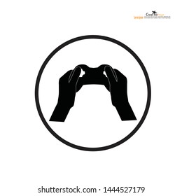 Gamer online design logo template. hand with joystick games.Vector illustration.
