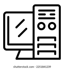Gamer pc icon outline vector. Online game. App gamepad