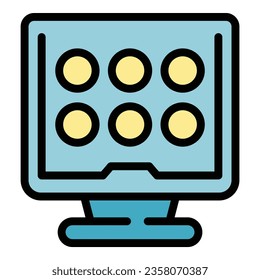 Gamer pc icon outline vector. Online game. Control app color flat