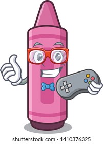 Gamer pink crayons in the character shape