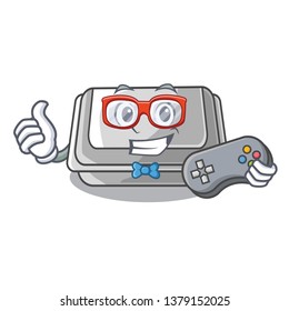 Gamer plastic box in the cartoon table
