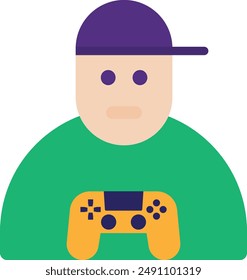 Gamer Play Controller Icon Vector Flat Illustration