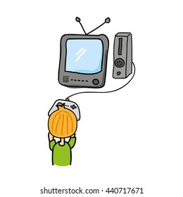 gamer playin video game isolated icon design