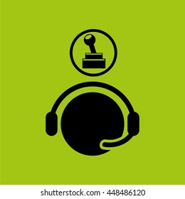 gamer playing in joystick icon vector illustration