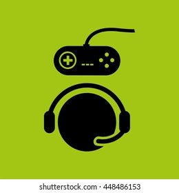 gamer playing in joystick icon vector illustration