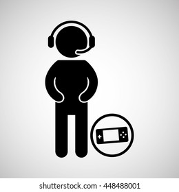 gamer playing in joystick icon vector illustration