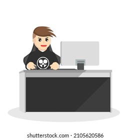 gamer playing pc game design character on white background