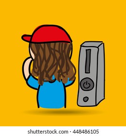 gamer playing in tv icon vector illustration