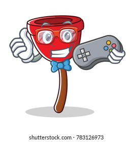 Gamer plunger character cartoon style