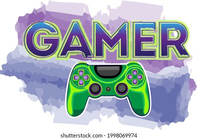 Gamer print. Green joystick sublimation