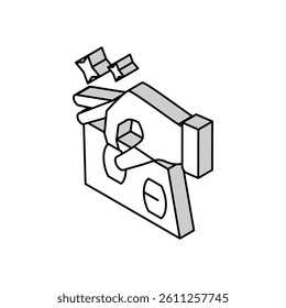 gamer putting lotto barrels on card numbers isometric icon vector. gamer putting lotto barrels on card numbers sign. isolated symbol illustration