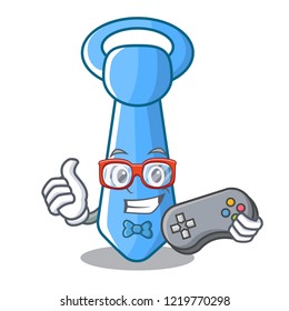 Gamer reality striped male necktie icon in cartoon