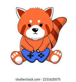 Gamer Red Panda Vector Illustration