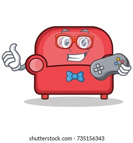 Gamer red sofa character cartoon
