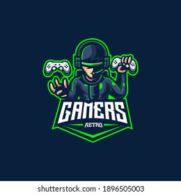 gamer retro logo video game