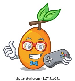 Gamer ripe yellow plums on the tree cartoon