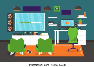 Gamer Room Modern Technology Workplace Streaming Stock Vector (Royalty ...