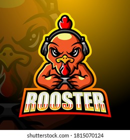 Gamer rooster mascot esport logo design