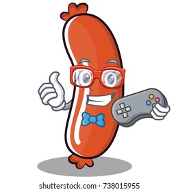 Gamer Sausage Character Cartoon Style