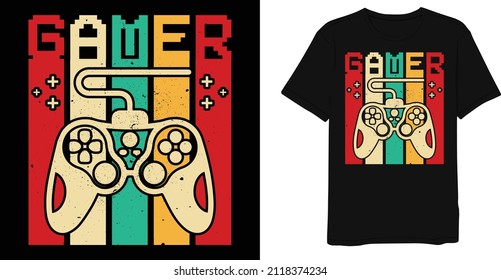 Gamer Saying Retro Vintage Game T-shirt Design