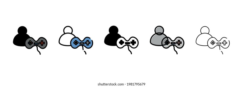 gamer set vector type icon