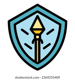 Gamer shield icon outline vector. Cybersport game. Electronic sport color flat