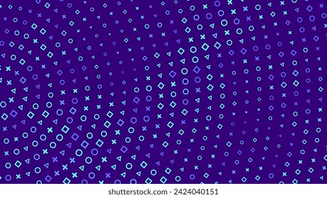 Gamer Signs Triangle Circle Square Plus Banner Background. Geometric Design for Banners, Web Pages, Presentations. Purple Blue Bright Game Background. Vector Illustration.