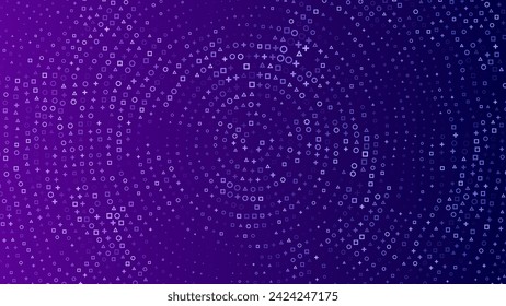 El jugador firma el Triángulo de la Plaza Círculo Más el Fondo del cartel. Diseño geométrico para carteles, páginas web, presentaciones. Fondo del juego azul morado brillante. Ilustración vectorial.