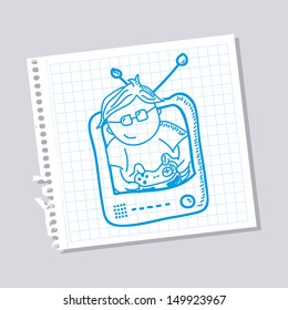 gamer sketch over gray background vector illustration