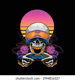 gamer skull enjoying virtual reality