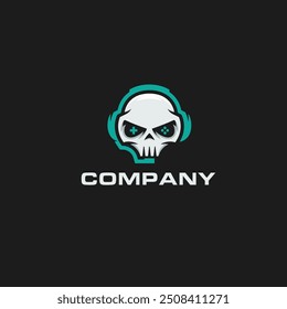 Gamer skull logo flat vector design