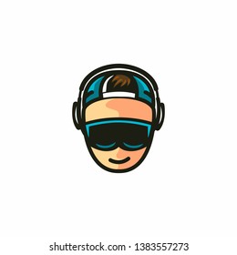 gamer smile logo template vector