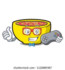 Gamer soup union mascot cartoon