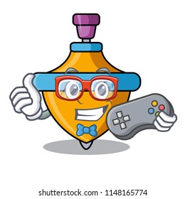 Gamer Spinning Top Mascot Cartoon