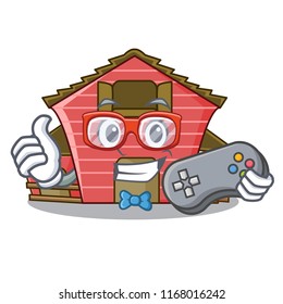 Gamer spring day with a red barn cartoon