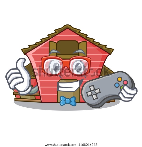 Gamer Spring Day Red Barn Cartoon Stock Vector Royalty Free